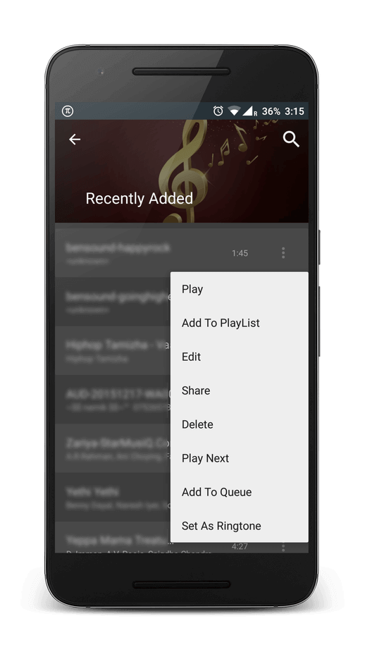 Pi Music Player Feature menu